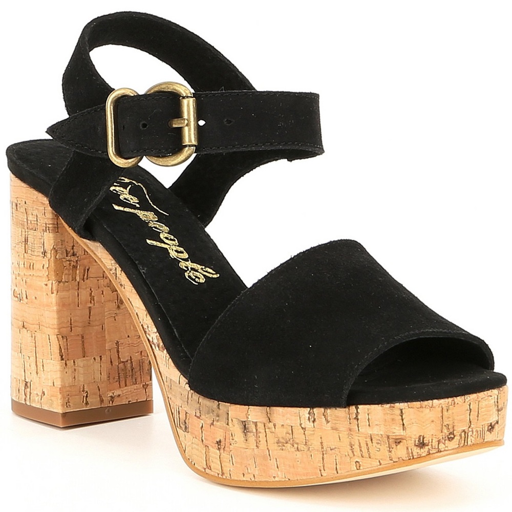 Free People Brooke Suede Cork Platform Heel